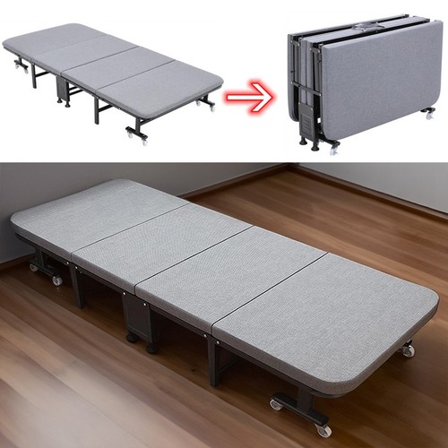 Portable folding bed - folding, on